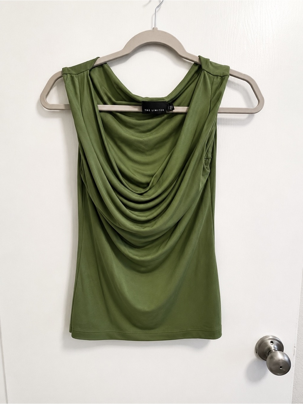 The Limited Olive Draped Cowl Neck Sleeveless Top